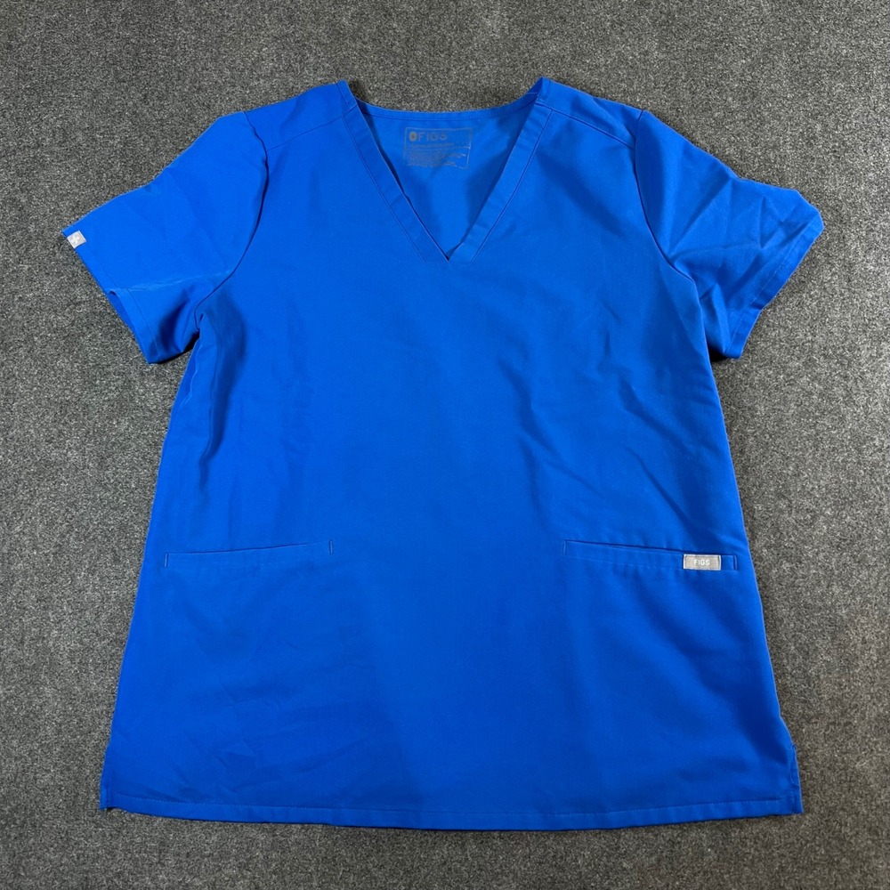 Figs Technical Collection Scrub Top Royal Blue V-Neck FW1100 Large